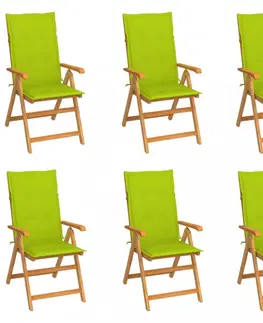 Zahradné stoličky Záhradná stolička 6 ks teak / látka Dekorhome Sivá