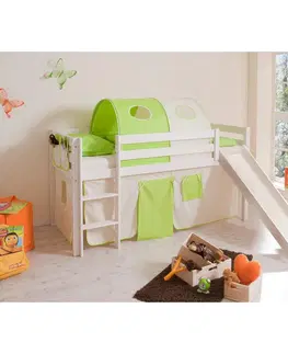 Vyvýšené detské postele Posteľ s priestorom na hru Manuel Záves Bežovo-Zelený