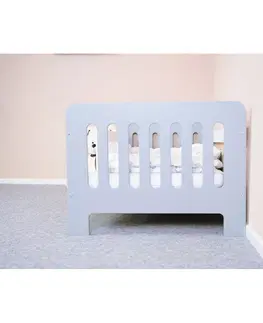 Detské postieľky, cestovné postieľky New Baby Detská posteľ so zábranou Erik biela-sivá, 160 x 80 cm