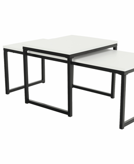 Konferenčné stolíky KONDELA Kastler New Typ 2 konferenčný stolík (2 ks) matná biela / čierna