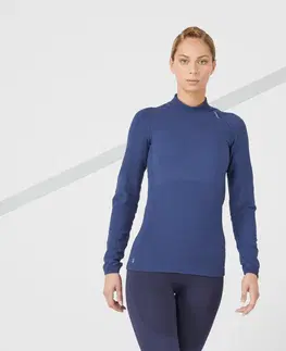 mikiny Dámske bežecké tričko Kiprun Skincare s dlhým rukávom bezšvové modré