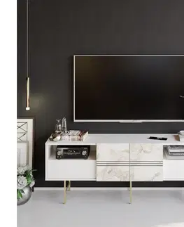 TV stolíky a steny  TV stolík DERIN 64,7x180 cm biela 