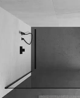 Sprchové dvere MEXEN/S - KIOTO Sprchová zástena WALK-IN 130x200 cm 8 mm, čierna, transparent 800-130-101-70-00