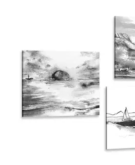 Zostavy obrazov Set obrazov more v imitácii olejomaľby