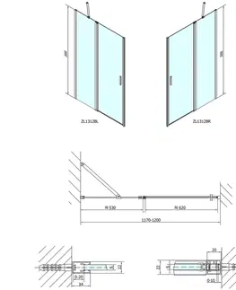 Sprchovacie kúty POLYSAN - ZOOM BLACK sprchové dvere 1200, číre sklo ZL1312B
