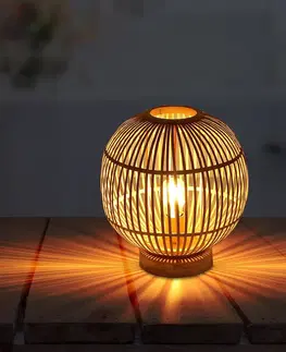 Stolové lampy Globo Stolová lampa Hildegard z bambusu, Ø 30 cm