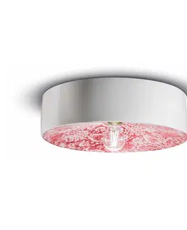 Stropné svietidlá Ferroluce PI stropné svietidlo, kvetinový vzor Ø 40 cm červená/biela
