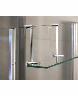 Regály a poličky SAPHO 1301-15 závesná sklenená polička na sprchovú zástenu 40 x 18 x 12,5 cm, strieborná
