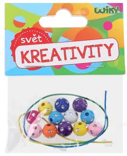 Kreatívne a výtvarné hračky WIKY - Farebné korálky so šnúrkou