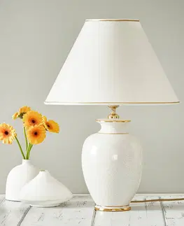 Stolové lampy austrolux Stolná lampa Giardino Craclee v bielej, Ø 40 cm