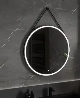 Kúpeľňa MEXEN - Reni zrkadlo s osvetlením, 90 cm, LED 6000K, čierny rám 9812-090-090-611-70