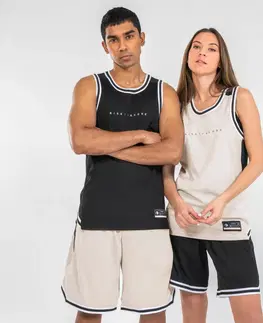 dresy Obojstranné basketbalové tielko unisex T500 čierno-béžové