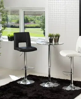 Barové stoličky Dkton Dizajnová barová stolička Nerine, biela a chrómová-ekokoža