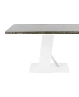 Jedálenské stoly Jedálenský stôl, betón/biela matná, 138x90 cm, BOLAST