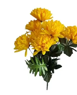Kvety Umelý zväzok Chryzantém, žltá, výška 58 cm
