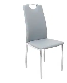 Jedálenské stoličky KONDELA Ervina jedálenská stolička sivá / chrómová