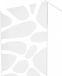 Sprchové dvere MEXEN/S - KIOTO Sprchová zástena WALK-IN 70 x 200, transparent/biely vzor 8 mm, biela 800-070-101-20-97