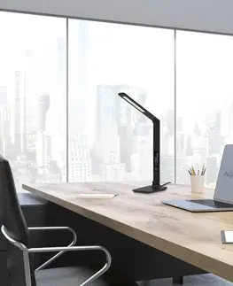 Stolové lampy na písací stôl Aluminor Aluminor Sandra stolná LED lampa s hodinami čierna