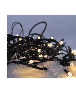 Vianočné osvetlenie  LED vonkajšia vianočná reťaz 50LED 5m 3m prívod 8 funkcií IP44 3x AA teplá biela 1V53-WW