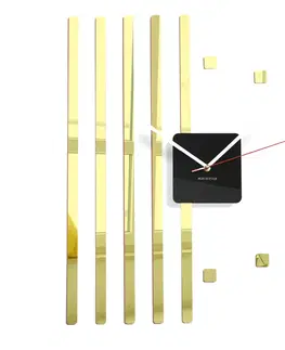 Hodiny Nástenné akrylové hodiny štvorce Flex z10b, 58 cm, zlaté zrkadlo