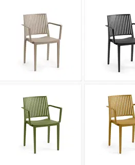 Záhradné stoličky a kreslá Plastové kreslo s podrúčkami HELSINKY (rôzne farby) čierna