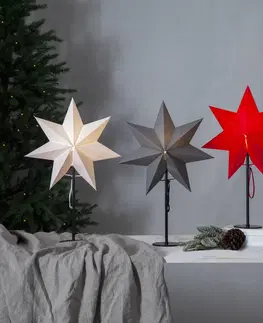 Vianočné svetelné hviezdy STAR TRADING Stojacia hviezda Mixa, kov/papier čierna/červená