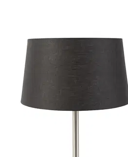 Stolove lampy Moderná stolová lampa oceľ s čiernym tienidlom 35 cm - Simplo