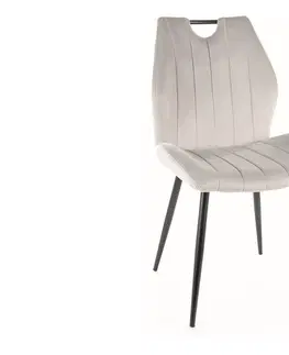 Jedálenské stoličky ROCA VELVET jedálenská stolička, svetlošedá / čierna