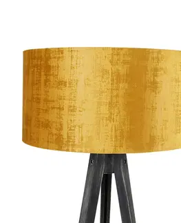 Stojace lampy Stojacia lampa statív čierny so zlatým tienidlom 50 cm - Tripod Classic