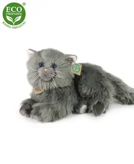 Plyšové hračky RAPPA - Plyšová perzská mačka sivá ležiaci 30 cm ECO-FRIENDLY