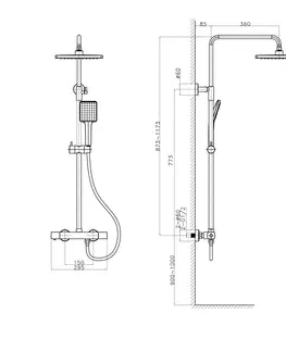 Sprchy a sprchové panely SAPHO - DARK sprchový stĺp s termostatickou batériou, chróm KJ139