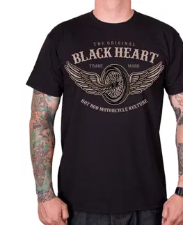 Pánske tričká Tričko BLACK HEART Wings čierna - M
