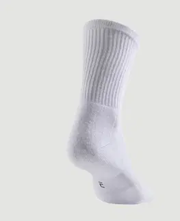 bedminton Športové ponožky RS 100 vysoké 3 páry biele