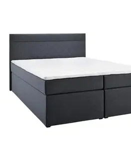 Americké postele Boxspring posteľ s topperom Rosa 140x200 Cm, Tmavosivá