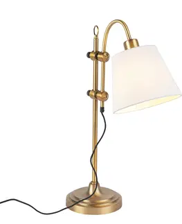 Stolove lampy Klasická stolová lampa bronzová s bielym tienidlom - Ashley
