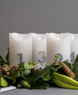 LED sviečky Sirius LED sviečka Sara Advent 4ks výška 12,5cm biela/strieborná