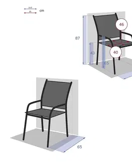 Záhradné stoličky a kreslá DEOKORK Hliníkové kreslo s textíliou VALENCIA (antracit)