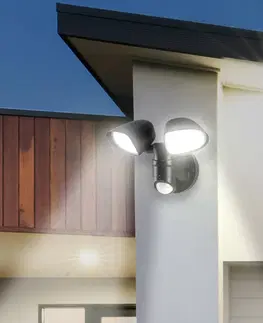 Vonkajšie nástenné svietidlá so senzorom Telefunken Senzorové vonkajšie nástenné svietidlo LED Bilbao 2-svetelné čierne