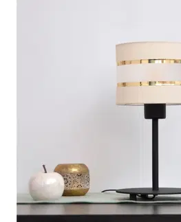Lampy  LED Stolná lampa HELEN 1xE27/60W/230V krémová/čierna/zlatá 
