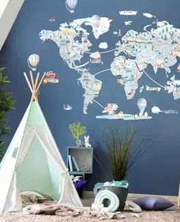 Nálepky na stenu Chlapčenská cestovateľská mapa sveta