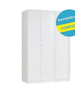 Šatníkové skrine s otočnými dverami Skriňa Unit vybavenie komfort, Biela, Š. 136,7 Cm