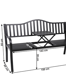 Záhradné lavice KONDELA Dagno záhradná lavička so stolíkom čierna