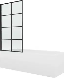 Sprchové dvere MEXEN/S - Vega obdĺžniková vaňa 160 x 70 cm s panelom + vaňová zástena 80 cm, čierna vzor 550116070X9308017077