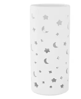 Lampy Keramická stolná lampa, biela/vzor mesiac a hviezdy, DANAR