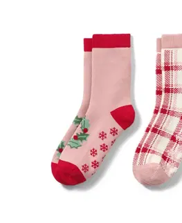Socks Detské protišmykové ponožky so srdiečkovým žakárovým vzorom, 2 páry