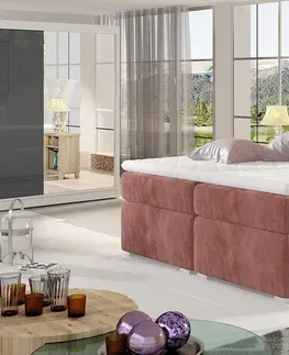 Postele NABBI Beneto 140 čalúnená manželská posteľ s úložným priestorom ružová (Kronos 29)