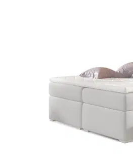 Postele NABBI Beneto 140 čalúnená manželská posteľ s úložným priestorom biela