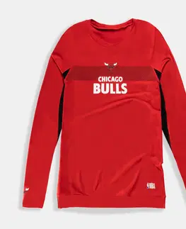 tričká Pánske spodné tričko NBA Bulls s dlhým rukávom červené