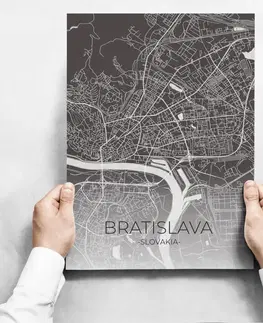 Moderné obrazy Obrazy na stenu - Map Of Bratislava