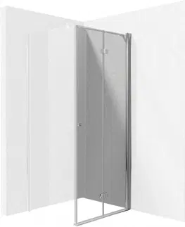 Sprchovacie kúty DEANTE - Kerria plus chróm - Sprchové dvere bez stenového profilu, systém Kerria Plus, 90 cm - skladacia KTSX041P